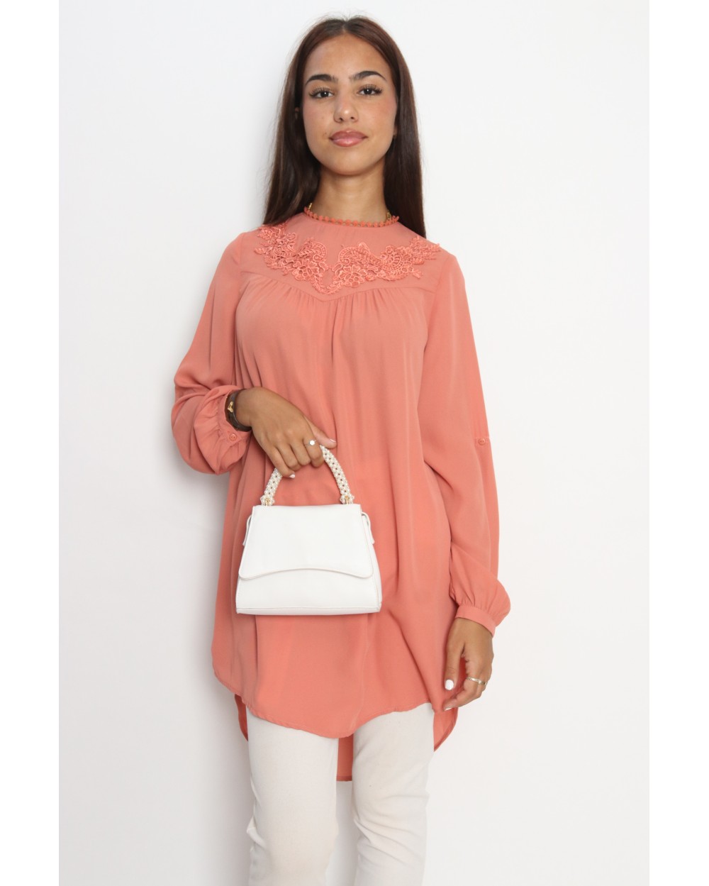 MARY long sleeve blouse with embroidered bodice