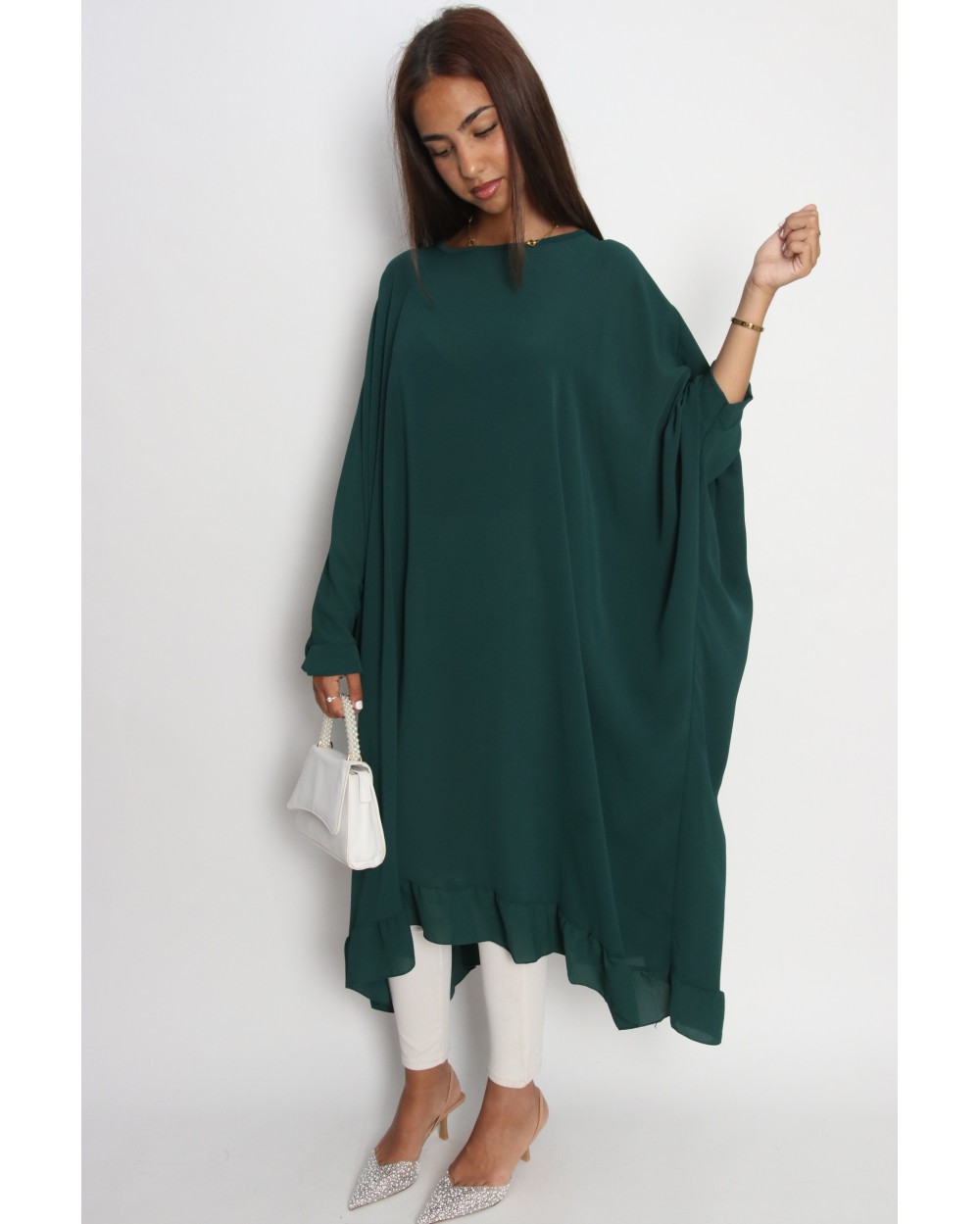 Long oversized chiffon tunic