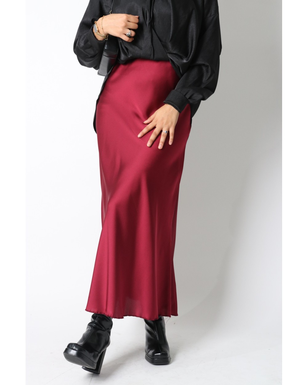 Jupe longue satinée