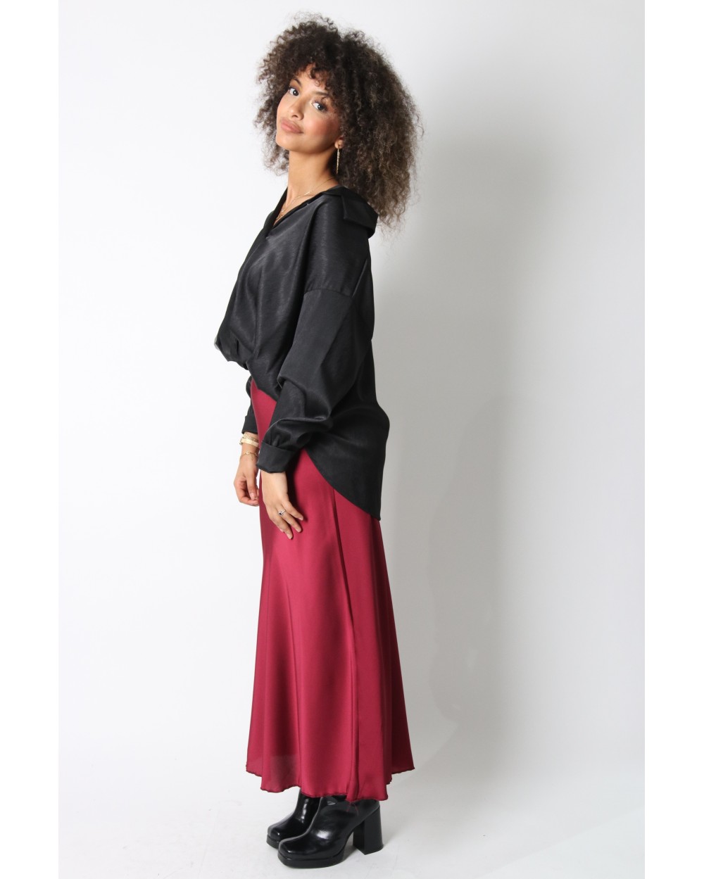 Jupe longue satinée