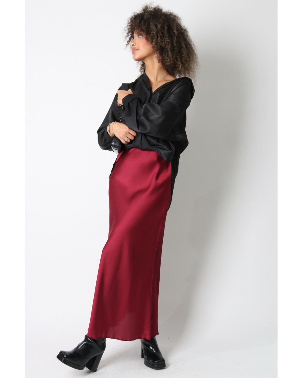 Jupe longue satinée
