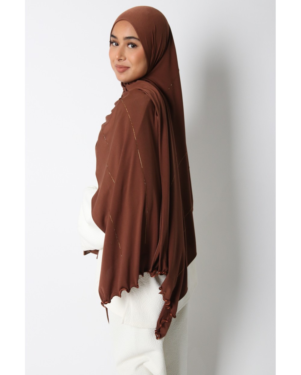 Hijab jersey luxe frisé ondulé strass SEDEF