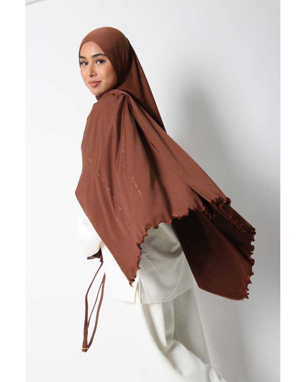 Hijab jersey luxe frisé ondulé strass SEDEF
