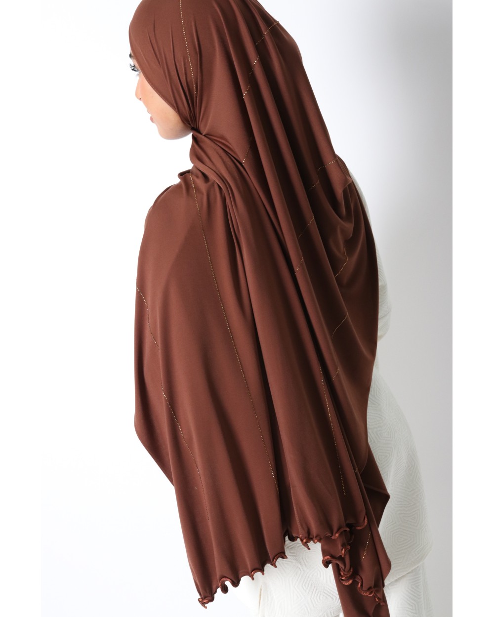 Hijab jersey luxe frisé ondulé strass SEDEF